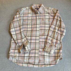 Roper Mens Button Down Shirt‎ L Multicolor Plaid Long Sleeve Collar Two Pockets